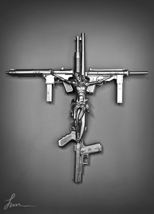 cross with guns